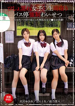【トータル・メディア・エージェンシー】丘えりな 前乃菜々 天沢ゆきね びしょ濡れ女子○生雨宿りバス停○制○○ 【T28-595】 丘えりな,前乃菜々,天沢ゆきね